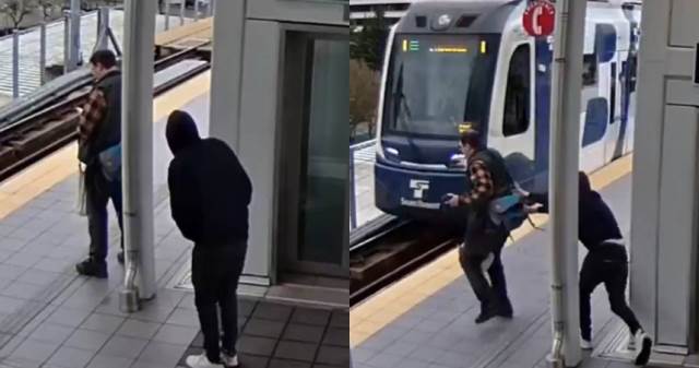 男子等車低頭滑手機「險被推落月台」　怪男埋伏後方恐怖畫面曝光